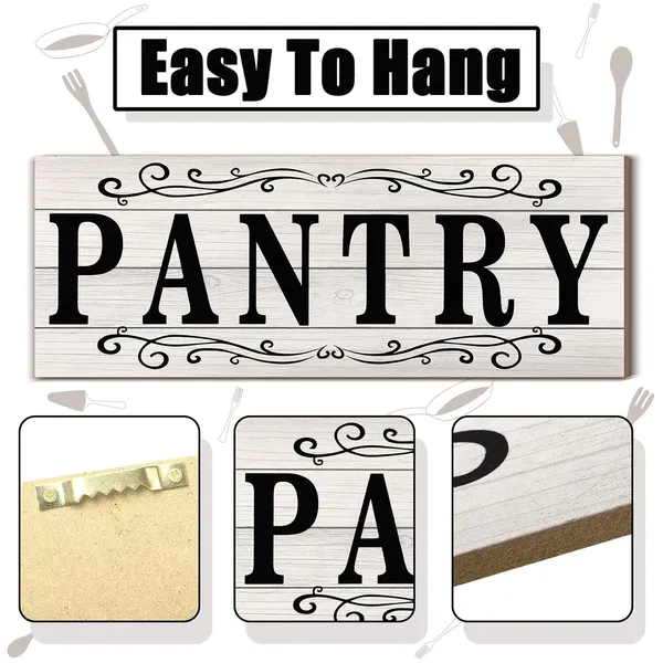 White_Pantry_Sign_Pantry_Wall_Decor_Farmhouse_Pantry_Sign_Wooden_Rustic_Pantry_Sign_Retro_Pantry_Hanging_Sign_Wooden_Art_Printed_Decor_|_For_Home_Pantry_Room_Holiday_Decoration,_16_X_6_Inches_(White)