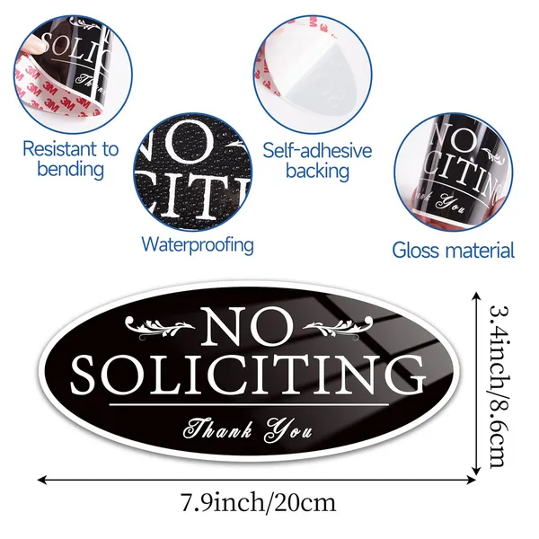 Black_&_White_No_Soliciting_Sign_|_For_Door