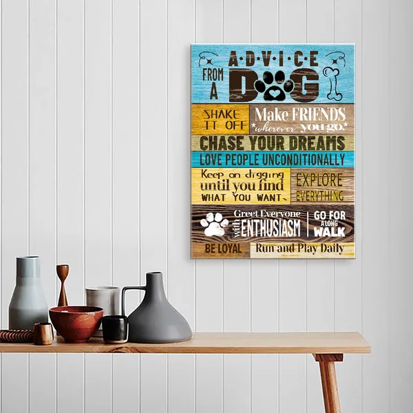 White_&_Black_Decor_Advice_From_A_Dog_Wall_Art_Canvas,Funny_Dog_Saying_Canvas_Painting_Wall_Decor_|_For_Dog_Lover_Home_Farmhouse_Living_Room_Office_Bedroom