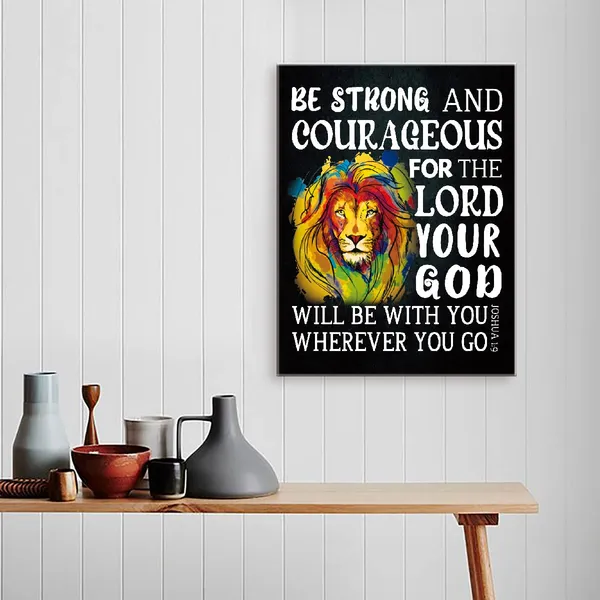 Multicolor_Y073_Be_Strong_And_Gourageous_Wall_Art_Canvas,Religious_Bible_Verse_Prints_Framed_Wall_Art_,Ready_To_Hang_|_For_Nursery/Home/Bedroom_Decor_Motivational_Canvas_Wall_Art_Gifts_|_For_Kids_Teens_Boys_Girls