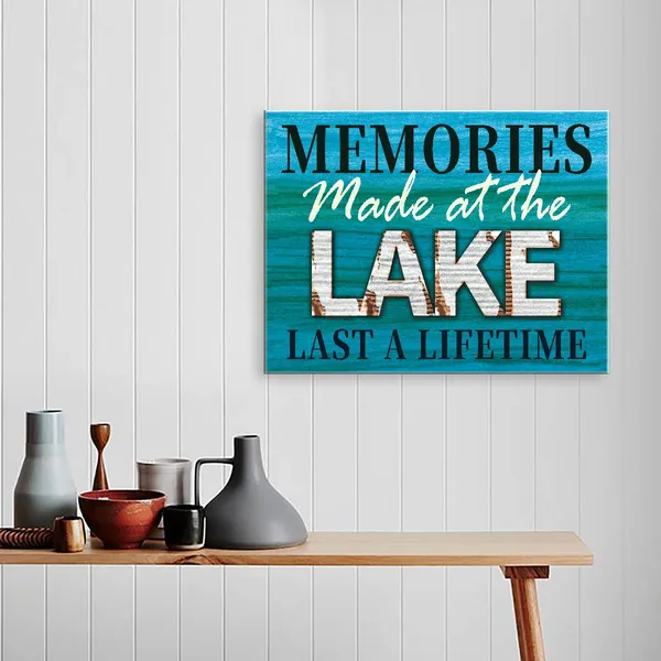 Turquoise_Memories_Made_At_The_Lake_Canvas_Framed_Wall_Art,_Lake_Themed_Artwork_Canvas_Framed_Painting_|_For_Lake_Nature_Lovers_Lake_House_Home_Bedroom_Bathroom_Office_Wall_Decor_15"_X_12"