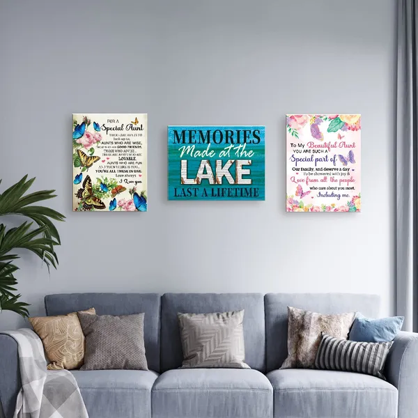 Turquoise_Memories_Made_At_The_Lake_Canvas_Framed_Wall_Art,_Lake_Themed_Artwork_Canvas_Framed_Painting_|_For_Lake_Nature_Lovers_Lake_House_Home_Bedroom_Bathroom_Office_Wall_Decor_15"_X_12"