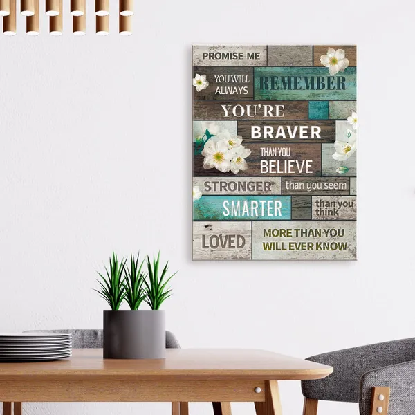 White_&_Black_Decor_You'Re_Braver_Than_You_Believe_Canvas_Wall_Art,Inspirational_Flowers_Canvas_Painting_Wall_Decor_|_For_Girls_Women_Daughter_Home_Office_Bedroom_Dorm