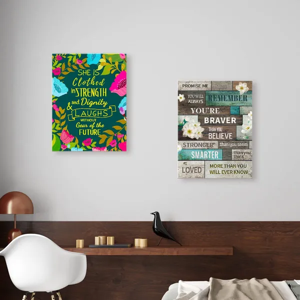 White_&_Black_Decor_You'Re_Braver_Than_You_Believe_Canvas_Wall_Art,Inspirational_Flowers_Canvas_Painting_Wall_Decor_|_For_Girls_Women_Daughter_Home_Office_Bedroom_Dorm
