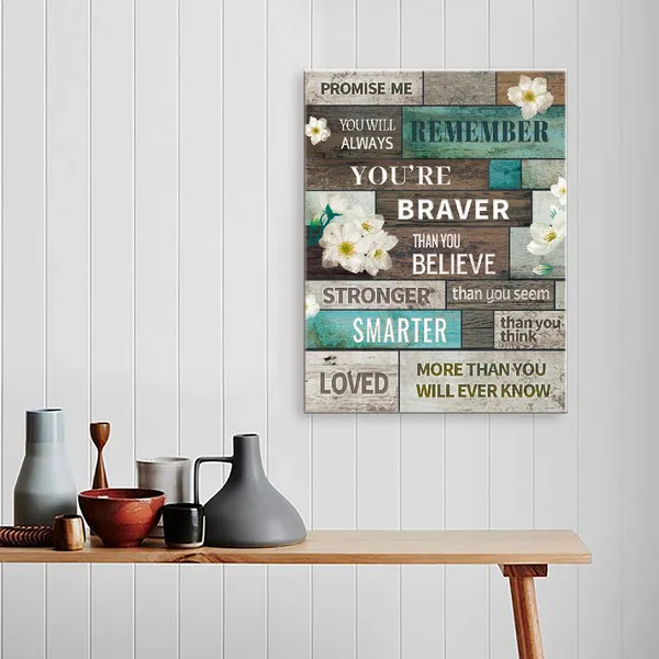 White_&_Black_Decor_You'Re_Braver_Than_You_Believe_Canvas_Wall_Art,Inspirational_Flowers_Canvas_Painting_Wall_Decor_|_For_Girls_Women_Daughter_Home_Office_Bedroom_Dorm