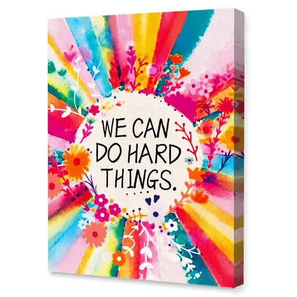 Multicolor_We_Can_Do_Hard_Things_Inspirational_Canvas_Framed_Wall,_Colorful_Flowers_Girls_Affirmation_Motivational_Canvas_Framed_Print_|_For_Teens_Girls_Home_Bedroom_Dorm_Office_Wall_Decor_12"_X_15"