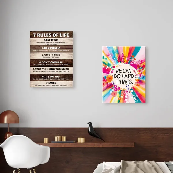 Multicolor_We_Can_Do_Hard_Things_Inspirational_Canvas_Framed_Wall,_Colorful_Flowers_Girls_Affirmation_Motivational_Canvas_Framed_Print_|_For_Teens_Girls_Home_Bedroom_Dorm_Office_Wall_Decor_12"_X_15"