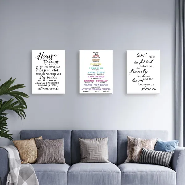 Multicolor_Biblical_Affirmations_|_For_Kids_Canvas_Wall_Art,Who_God_Says_I_Am_Motivational_Quote_Artwork_Painting_Prints_Poster_Ready_To_Hang_|_For_Kids_Teens_Classroom_Nursery_Read_Room_Wall_Decor,12_X_16_Inch_Y450