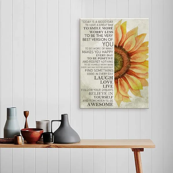 Multicolor_Today_Is_A_Good_Day_Inspirational_Canvas_Wall_Art,Believe_In_Yourself_Positive_Moticational_Canvas_Framed_Wall_Art_Ready_To_Hang_|_For_Teens_Girls_Boys_Living_Room_Home_Bedroom_Wall_Art_Decor_12''X15''