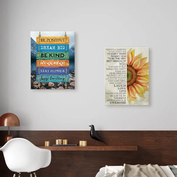 Multicolor_Today_Is_A_Good_Day_Inspirational_Canvas_Wall_Art,Believe_In_Yourself_Positive_Moticational_Canvas_Framed_Wall_Art_Ready_To_Hang_|_For_Teens_Girls_Boys_Living_Room_Home_Bedroom_Wall_Art_Decor_12''X15''