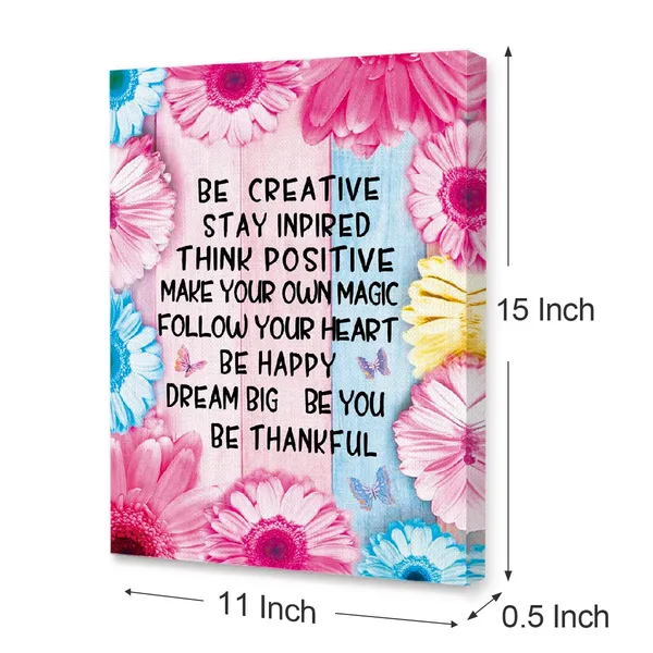 Multicolor_Be_Creative_Stay_Inpired_Inspirational_Canvas_Wall_Art,Be_Thankful_Positive_Moticational_Canvas_Framed_Wall_Art_Ready_To_Hang_|_For_Kids_Girls_Boys_Living_Room_Nursery_Home_Bedroom_School_Decor_12''X15''