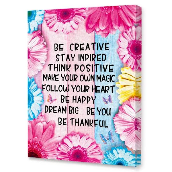 Multicolor_Be_Creative_Stay_Inpired_Inspirational_Canvas_Wall_Art,Be_Thankful_Positive_Moticational_Canvas_Framed_Wall_Art_Ready_To_Hang_|_For_Kids_Girls_Boys_Living_Room_Nursery_Home_Bedroom_School_Decor_12''X15''