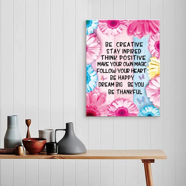 Multicolor_Be_Creative_Stay_Inpired_Inspirational_Canvas_Wall_Art,Be_Thankful_Positive_Moticational_Canvas_Framed_Wall_Art_Ready_To_Hang_|_For_Kids_Girls_Boys_Living_Room_Nursery_Home_Bedroom_School_Decor_12''X15''