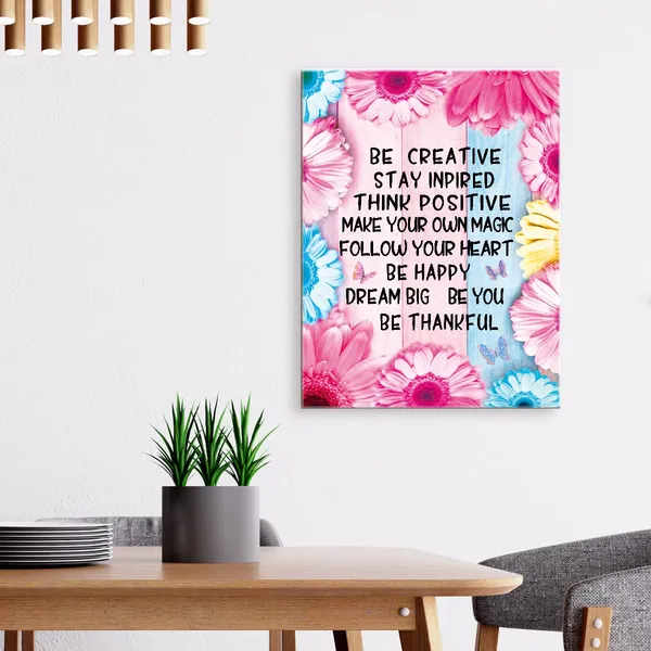 Multicolor_Be_Creative_Stay_Inpired_Inspirational_Canvas_Wall_Art,Be_Thankful_Positive_Moticational_Canvas_Framed_Wall_Art_Ready_To_Hang_|_For_Kids_Girls_Boys_Living_Room_Nursery_Home_Bedroom_School_Decor_12''X15''
