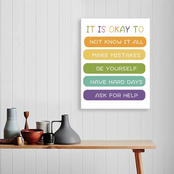 Multicolor_Y14_It_Is_Okay_To_Poster_Canvas_Prints_Framed_Wall_Art_Painting_Ready_To_Hang_|_For_Nursery/Home/Bedroom_Decor-Motivational_Canvas_Wall_Art_Gifts_|_For_Kids_Teens_Boy_Girl_12_X_15Inches