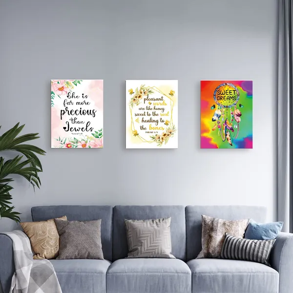 Brown_Pleasant_Words_Are_Like_Honey_Bible_Wall_Art_Canvas,Verses_Christian_Canvas_Framed_Wall_Art_Ready_To_Hang_|_For_Girls_Women_Christians_Bedroom_Office_Livingroom_Home_Wall_Decor_12''X15''