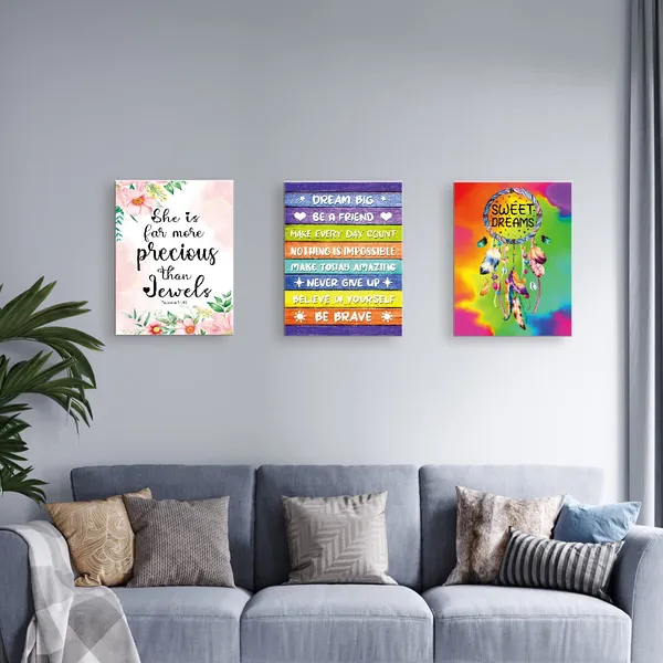 Multicolor_Dream_Big_Inspirational_Canvas_Wall_Art,Be_Brave_Positive_Moticational_Canvas_Framed_Wall_Art_Ready_To_Hang_|_For_Kids_Girls_Boys_Living_Room_Nursery_Home_Bedroom_School_Decor_12''X15''
