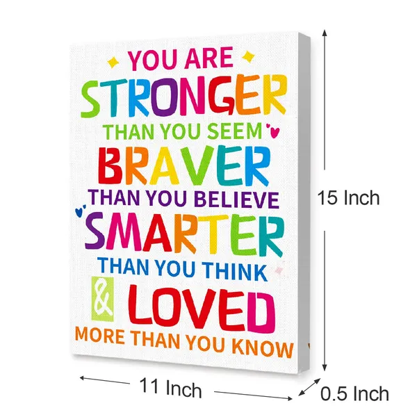 Multicolor_You_Are_Strong_Inspirational_Canvas_Framed_Wall,_Kids_Affirmation_Motivational_Canvas_Framed_Print_|_For_Kids_Teens_Boys_Girls_Home_Bedroom_Dorm_Classroom_Nursery_Wall_Decor_12"_X_15"