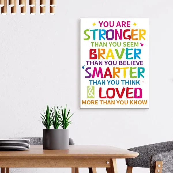 Multicolor_You_Are_Strong_Inspirational_Canvas_Framed_Wall,_Kids_Affirmation_Motivational_Canvas_Framed_Print_|_For_Kids_Teens_Boys_Girls_Home_Bedroom_Dorm_Classroom_Nursery_Wall_Decor_12"_X_15"