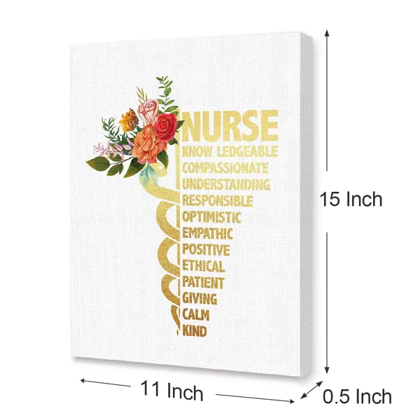 Multicolor_Nurse_Knowledgeable_Inspirational_Wall_Art_Canvas,Medical_Science_Moticational_Canvas_Framed_Wall_Art_Ready_To_Hang_|_For_Nurseing_Student_Clinic_Hospital_Office_Wall_Art_Decor_12''X15''