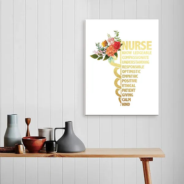 Multicolor_Nurse_Knowledgeable_Inspirational_Wall_Art_Canvas,Medical_Science_Moticational_Canvas_Framed_Wall_Art_Ready_To_Hang_|_For_Nurseing_Student_Clinic_Hospital_Office_Wall_Art_Decor_12''X15''