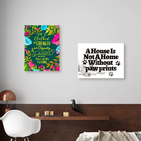 White_Decor_A_House_Is_Not_A_Home_Without_Paw_Prints_Funny_Dog_Canvas_Wall_Art_Prints_Decoration_|_For_Home_Bedroom_Girl_Room_Office,Dog_Lovers_Girls_Women_Gifts,14X11_Inch