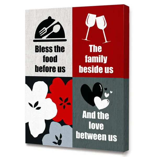 Multicolor_Bless_The_Food_Be|_Fore_Us_Inspirational_Bible_Wall_Art_Canvas,Verses_Christian_Canvas_Framed_Wall_Art_Ready_To_Hang_|_For_Girls_Women_Christians_Bedroom_Office_Livingroom_Home_Wall_Decor_12''X15''