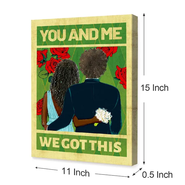 Multicolor_You_And_Me_We_Got_This_Black_Couple_Bride_And_Groom_Wedding_Day_Canvas_Wall_Art_Prints_Decoration_|_For_Home_Bedroom_Wedding_Room,Wedding_Anniversary_Gifts_|_For_Bride_Groom_Husband_Wife_Couple,11X14_Inch