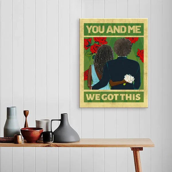 Multicolor_You_And_Me_We_Got_This_Black_Couple_Bride_And_Groom_Wedding_Day_Canvas_Wall_Art_Prints_Decoration_|_For_Home_Bedroom_Wedding_Room,Wedding_Anniversary_Gifts_|_For_Bride_Groom_Husband_Wife_Couple,11X14_Inch