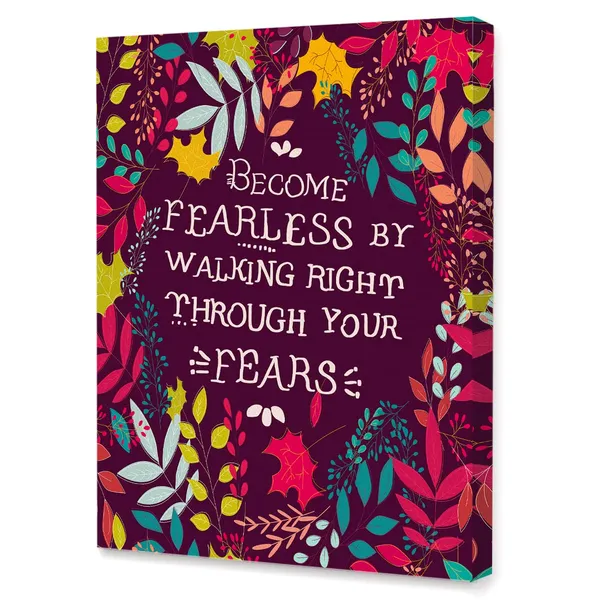 Multicolor_Become_Fearless_By_Walking_Right_Canvas_Wall_Art,Color_Flower_Inspirational_Quotes_Canvas_Framed_Prints_Wall_Art_Ready_To_Hang_|_For_Girls_Women_Sister_Bedroom_Home_Dorm_Wall_Decor_12''X15''