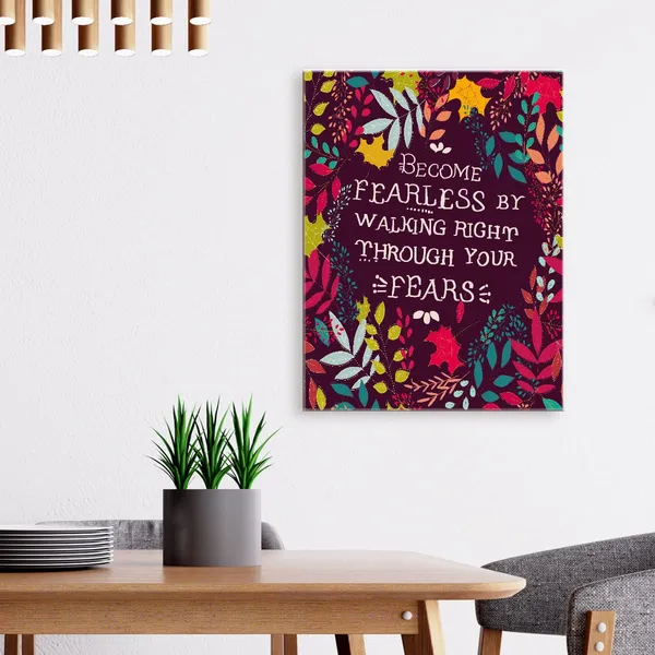 Multicolor_Become_Fearless_By_Walking_Right_Canvas_Wall_Art,Color_Flower_Inspirational_Quotes_Canvas_Framed_Prints_Wall_Art_Ready_To_Hang_|_For_Girls_Women_Sister_Bedroom_Home_Dorm_Wall_Decor_12''X15''