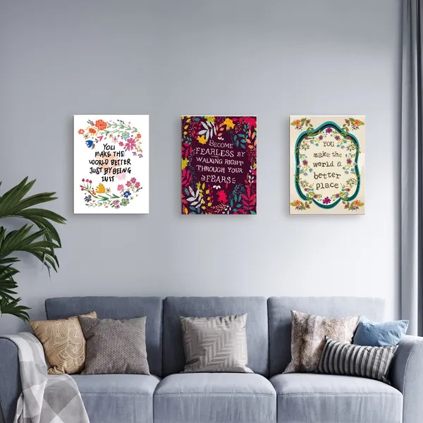 Multicolor_Become_Fearless_By_Walking_Right_Canvas_Wall_Art,Color_Flower_Inspirational_Quotes_Canvas_Framed_Prints_Wall_Art_Ready_To_Hang_|_For_Girls_Women_Sister_Bedroom_Home_Dorm_Wall_Decor_12''X15''