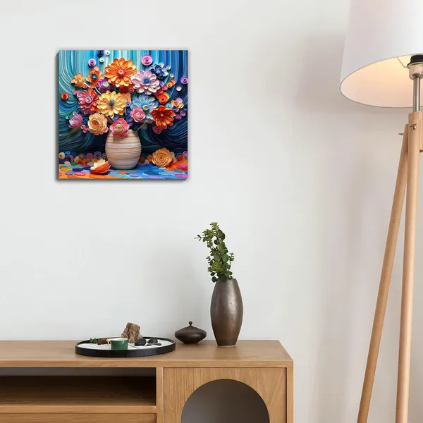 Multicolor_Abstract_24_X_24_Inch,_Wooden_Framed_Canvas_Painting_|_For_Bedroom,_Living_Room,_Study_Room_&_Office_|_Pine_Wood_Frame_(61_X_61_Cms)