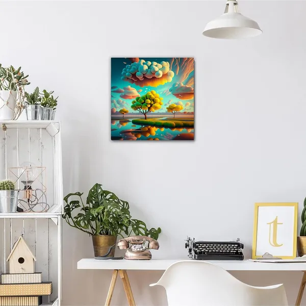 Multicolor_Abstract_24_X_24_Inch,_Wooden_Framed_Canvas_Painting_|_For_Bedroom,_Living_Room,_Study_Room_&_Office_|_Pine_Wood_Frame_(61_X_61_Cms)
