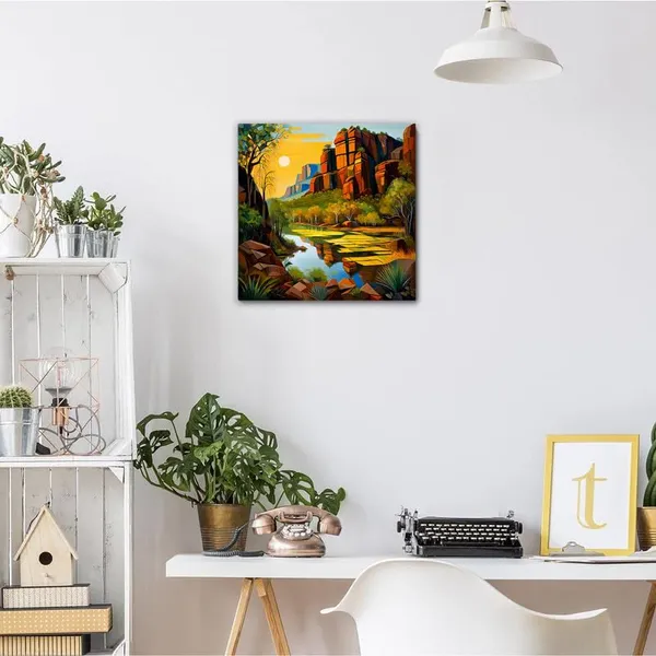 Multicolor_Abstract_24_X_24_Inch,_Wooden_Framed_Canvas_Painting_|_For_Bedroom,_Living_Room,_Study_Room_&_Office_|_Pine_Wood_Frame_(61_X_61_Cms)