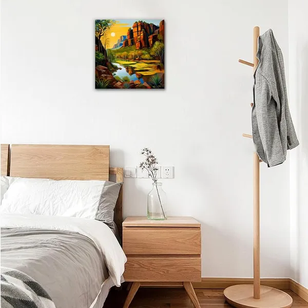 Multicolor_Abstract_24_X_24_Inch,_Wooden_Framed_Canvas_Painting_|_For_Bedroom,_Living_Room,_Study_Room_&_Office_|_Pine_Wood_Frame_(61_X_61_Cms)