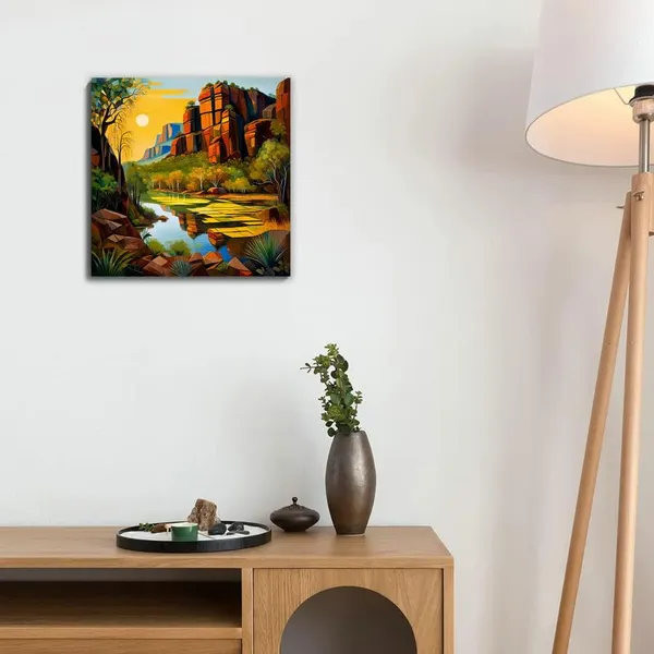 Multicolor_Abstract_24_X_24_Inch,_Wooden_Framed_Canvas_Painting_|_For_Bedroom,_Living_Room,_Study_Room_&_Office_|_Pine_Wood_Frame_(61_X_61_Cms)