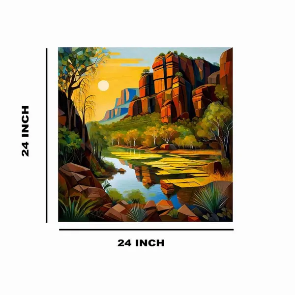 Multicolor_Abstract_24_X_24_Inch,_Wooden_Framed_Canvas_Painting_|_For_Bedroom,_Living_Room,_Study_Room_&_Office_|_Pine_Wood_Frame_(61_X_61_Cms)