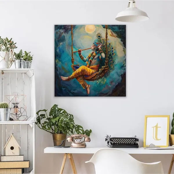 Multicolor_Abstract_24_X_24_Inch,_Wooden_Framed_Canvas_Painting_|_For_Bedroom,_Living_Room,_Study_Room_&_Office_|_Pine_Wood_Frame_(61_X_61_Cms)