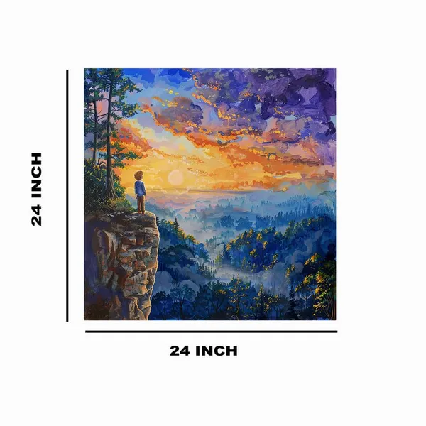 Multicolor_Abstract_24_X_24_Inch,_Wooden_Framed_Canvas_Painting_|_For_Bedroom,_Living_Room,_Study_Room_&_Office_|_Pine_Wood_Frame_(61_X_61_Cms)