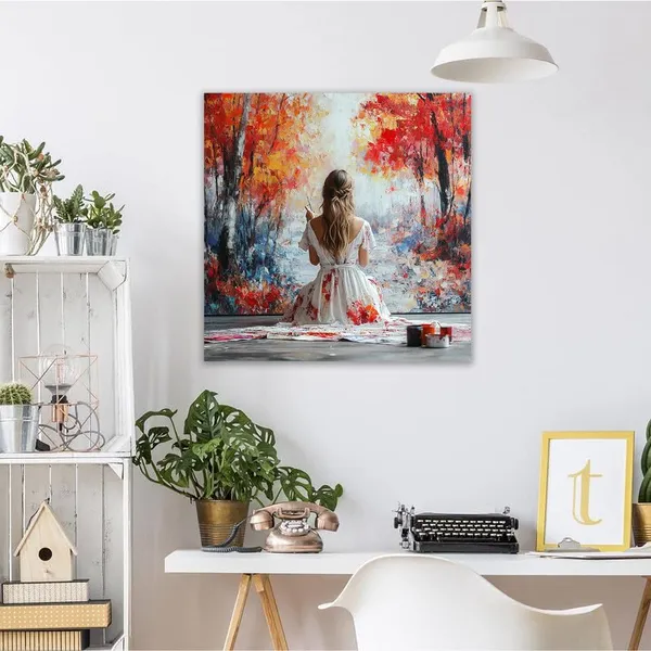 Multicolor_Abstract_24_X_24_Inch,_Wooden_Framed_Canvas_Painting_|_For_Bedroom,_Living_Room,_Study_Room_&_Office_|_Pine_Wood_Frame_(61_X_61_Cms)