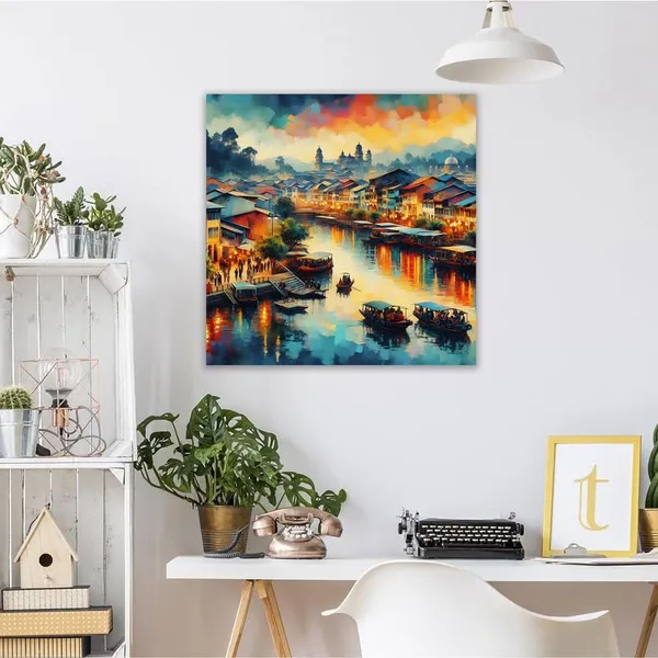 Multicolor_Abstract_24_X_24_Inch,_Wooden_Framed_Canvas_Painting_|_For_Bedroom,_Living_Room,_Study_Room_&_Office_|_Pine_Wood_Frame_(61_X_61_Cms)
