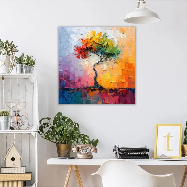 Multicolor_Abstract_24_X_24_Inch,_Wooden_Framed_Canvas_Painting_|_For_Bedroom,_Living_Room,_Study_Room_&_Office_|_Pine_Wood_Frame_(61_X_61_Cms)