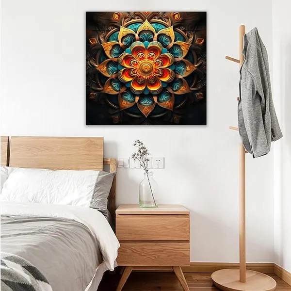 Multicolor_Abstract_24_X_24_Inch,_Wooden_Framed_Canvas_Painting_|_For_Bedroom,_Living_Room,_Study_Room_&_Office_|_Pine_Wood_Frame_(61_X_61_Cms)