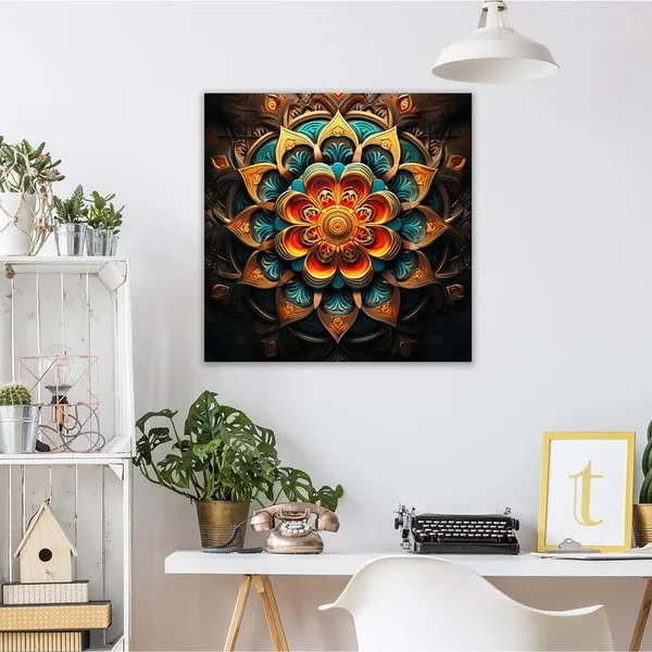 Multicolor_Abstract_24_X_24_Inch,_Wooden_Framed_Canvas_Painting_|_For_Bedroom,_Living_Room,_Study_Room_&_Office_|_Pine_Wood_Frame_(61_X_61_Cms)