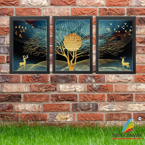 Black__Abstract_Painting_Set_Of_3_Wall_Hanging_Canvas_Print_Framed_|_For_Home,_Living_Room_Gallery_&_Office,_Black,_Size_-_13.50_X_19.50_Inch