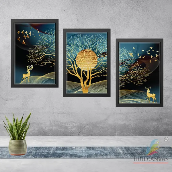 Black__Abstract_Painting_Set_Of_3_Wall_Hanging_Canvas_Print_Framed_|_For_Home,_Living_Room_Gallery_&_Office,_Black,_Size_-_13.50_X_19.50_Inch