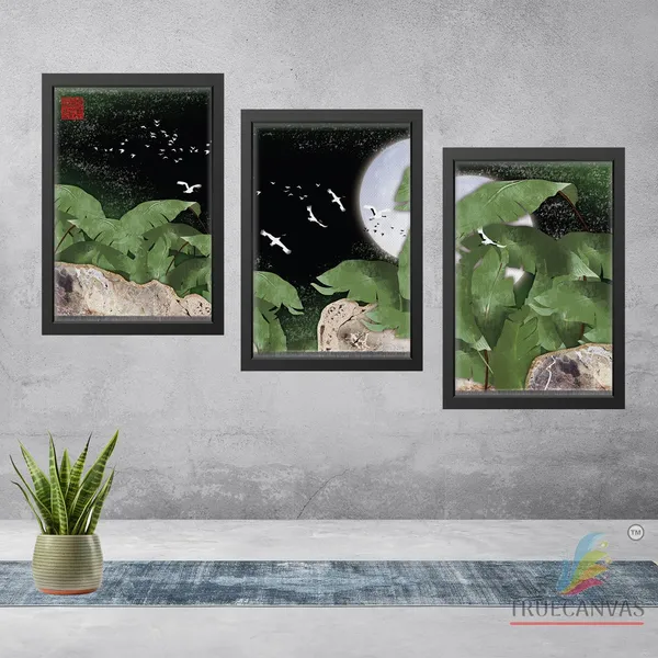 Multicolor_Abstract_Canvas_Painting_Set_Of_3_Wall_Hanging_Frame_|_For_Home,_Living_Room_Gallery_&_Office,_Black,_Size_-_13.50_X_19.50_Inch,_Sf029