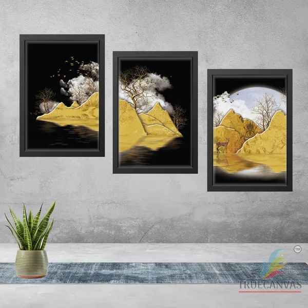 Black__Abstract_Canvas_Painting_Set_Of_3_Wall_Hanging_Frame_|_For_Home,_Living_Room_Gallery_&_Office,_Black,_Size_-_13.50_X_19.50_Inch,_Sf050