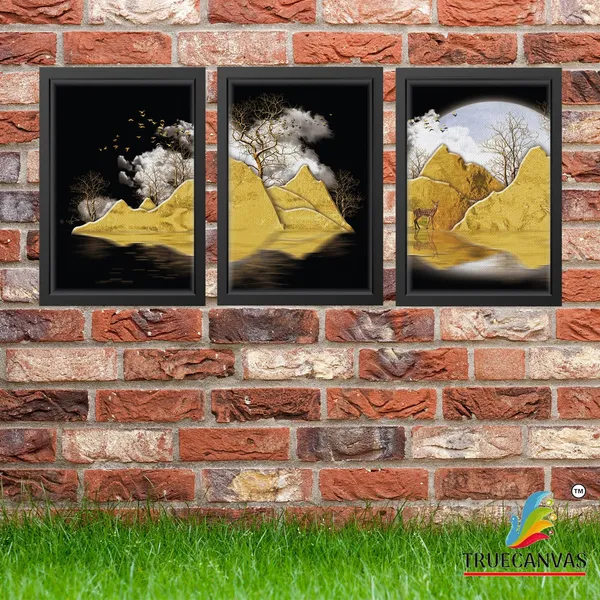 Black__Abstract_Canvas_Painting_Set_Of_3_Wall_Hanging_Frame_|_For_Home,_Living_Room_Gallery_&_Office,_Black,_Size_-_13.50_X_19.50_Inch,_Sf050